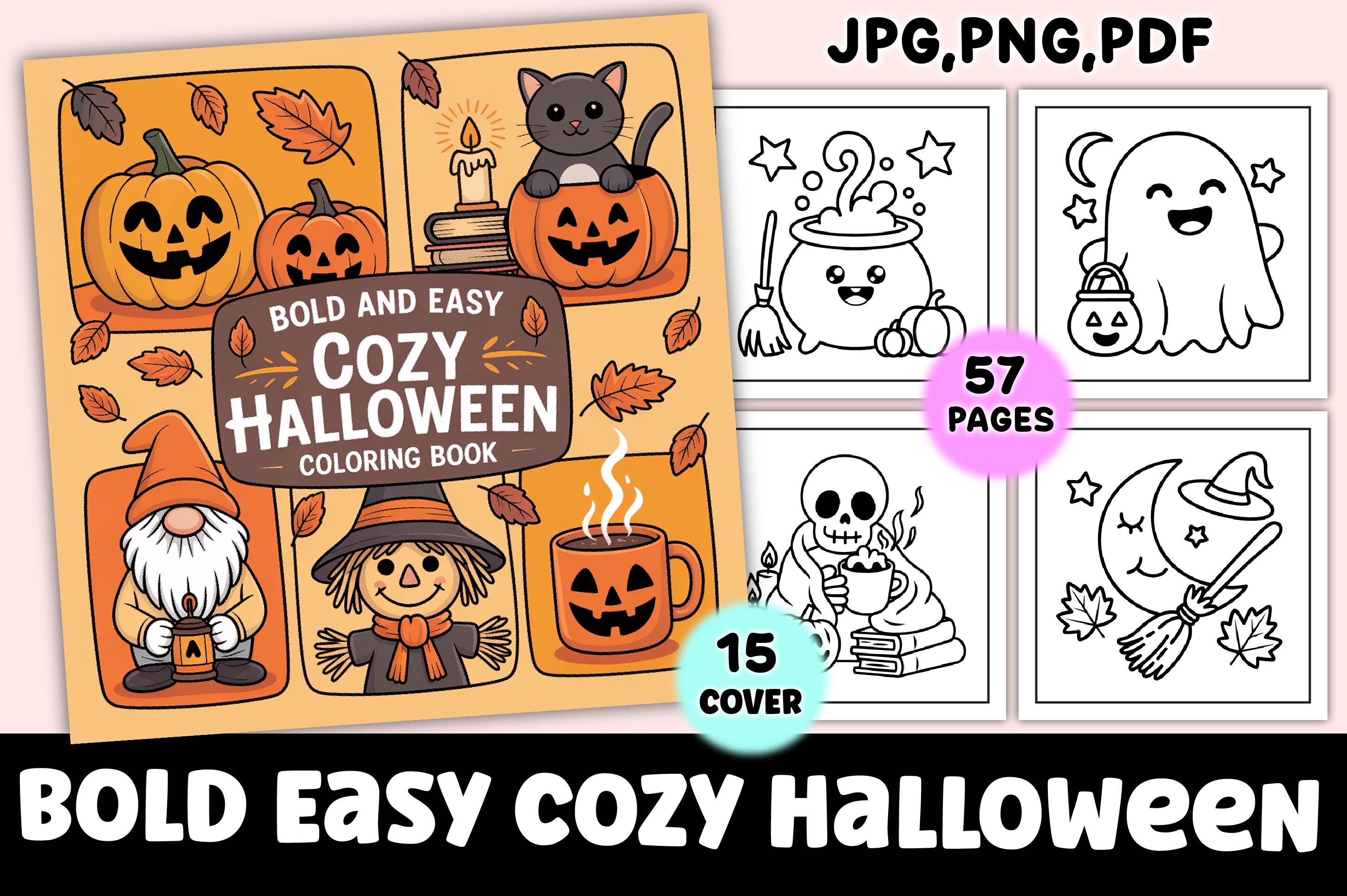 Bold Easy Cozy Halloween Coloring Pages