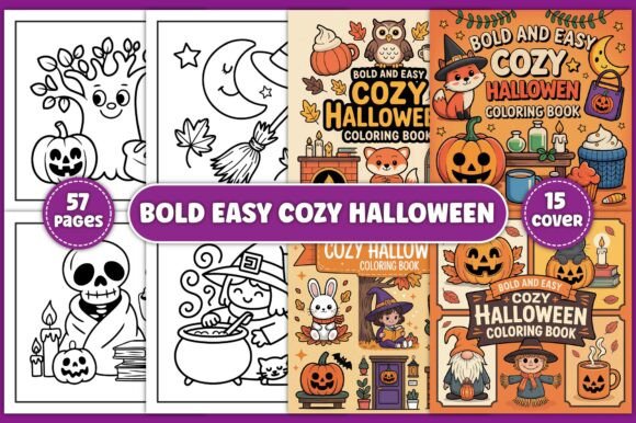 Bold Easy Cozy Halloween Coloring Pages