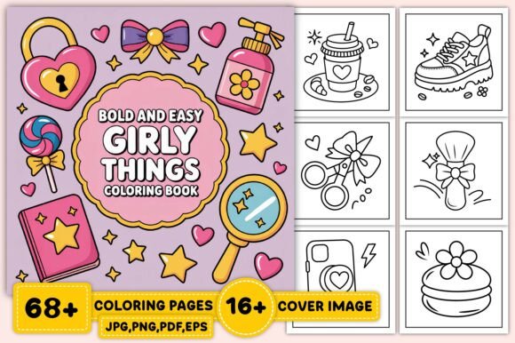 Bold Easy Girly Things Coloring Pages