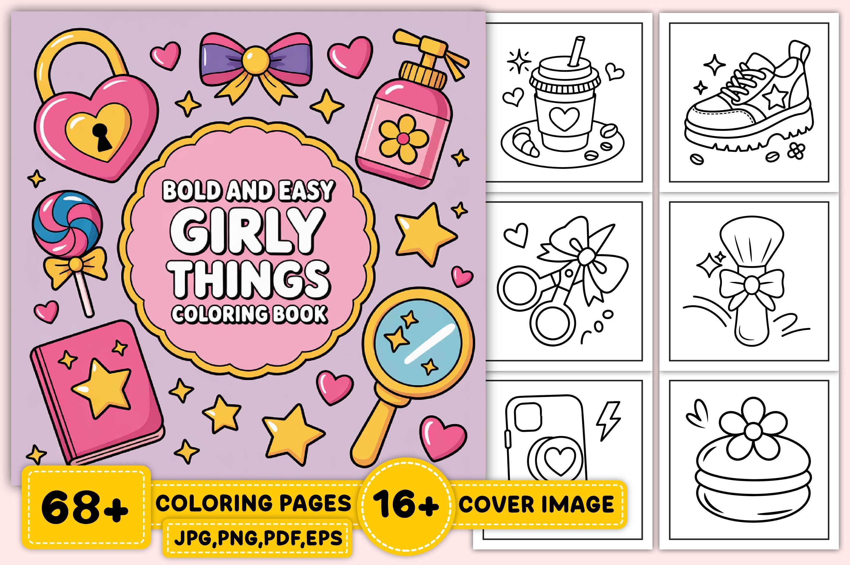 Bold Easy Girly Things Coloring Pages