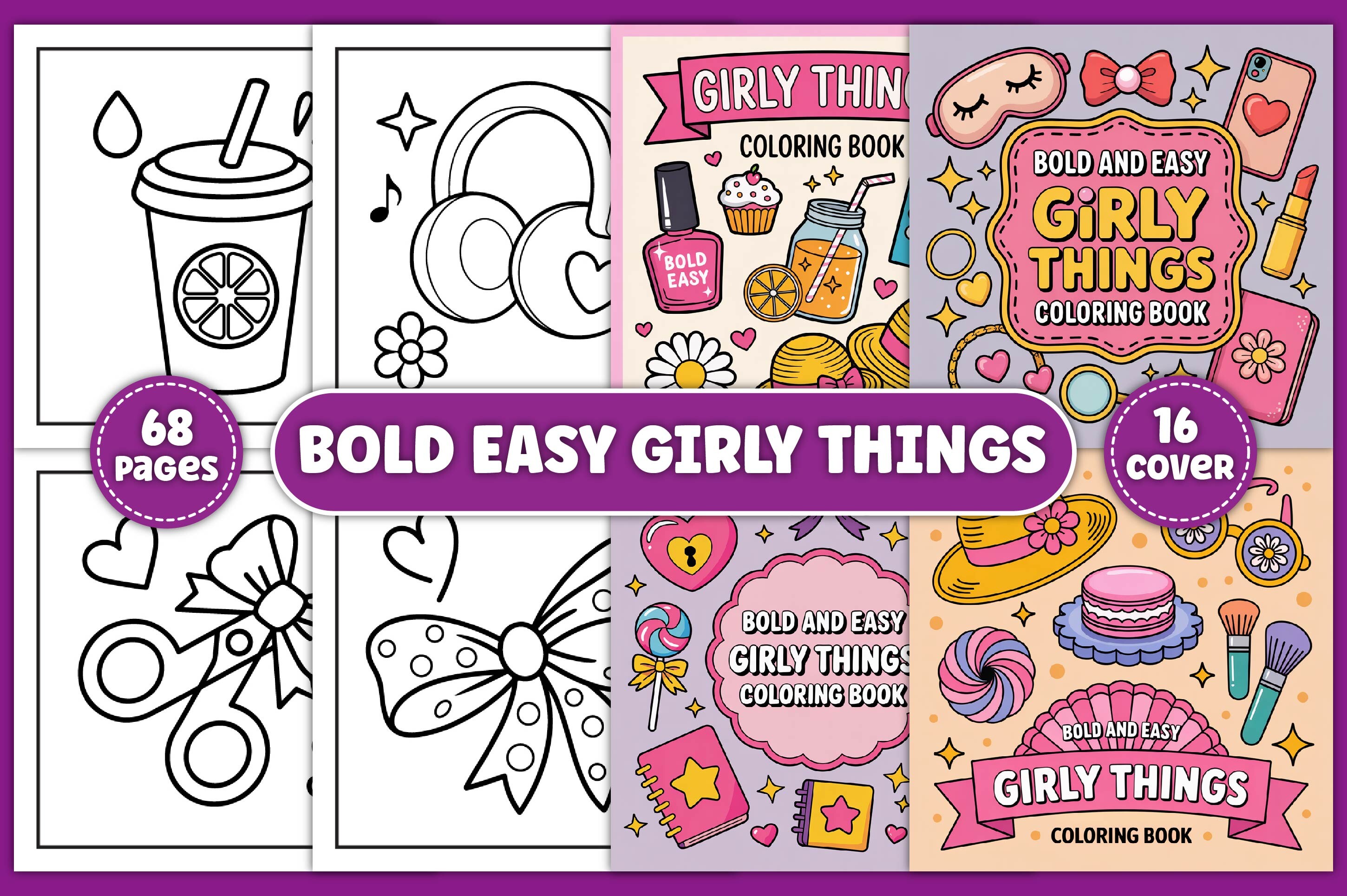 Bold Easy Girly Things Coloring Pages
