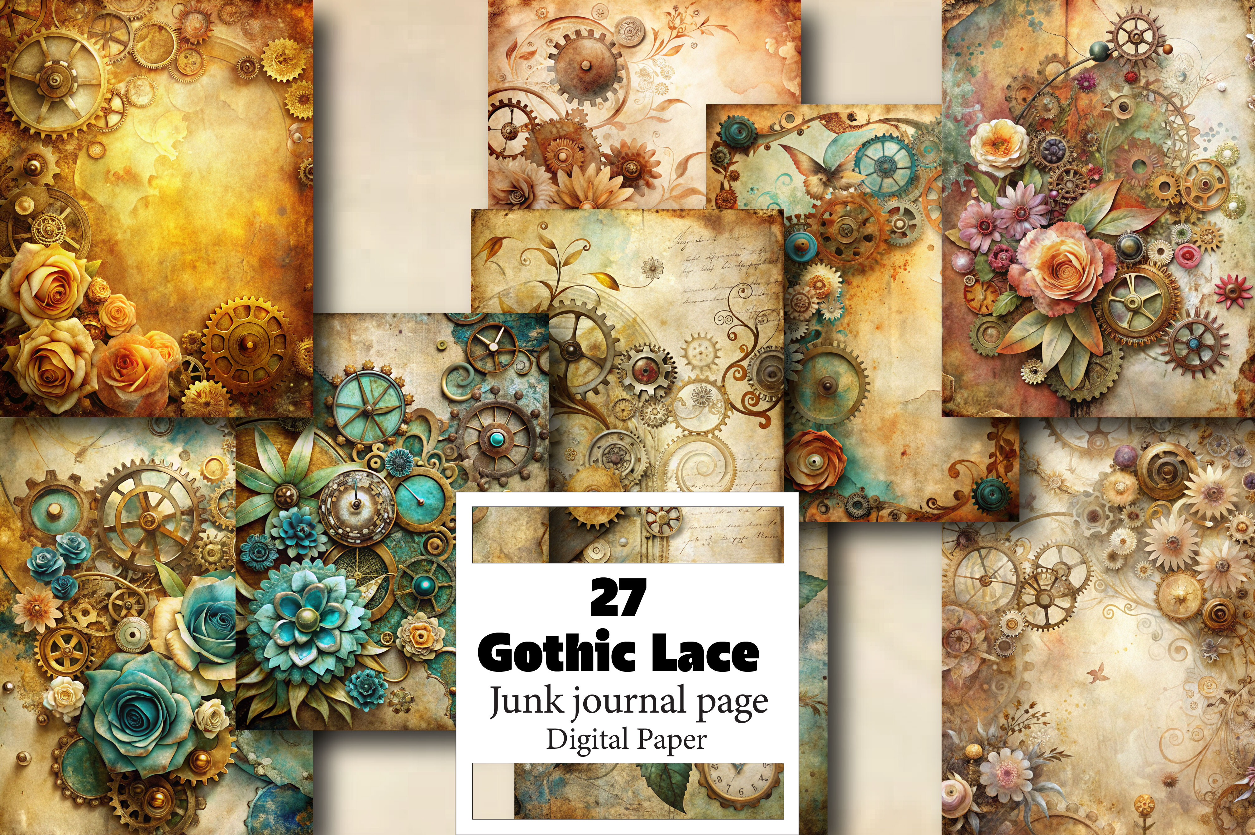 Gothic Lace Junk Journal Page Graphic by Vintage · Creative Fabrica