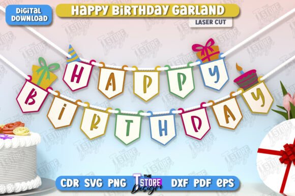 Happy Birthday Garland Laser Cut | CNC