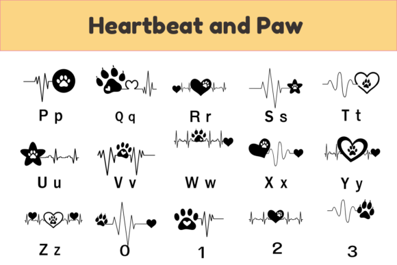 Heartbeat and Paw Font PNG with transparent background - Preview 2