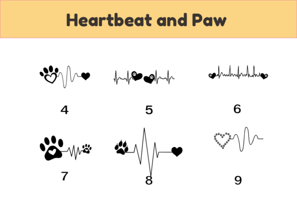 Heartbeat and Paw Font PNG with transparent background - Preview 3