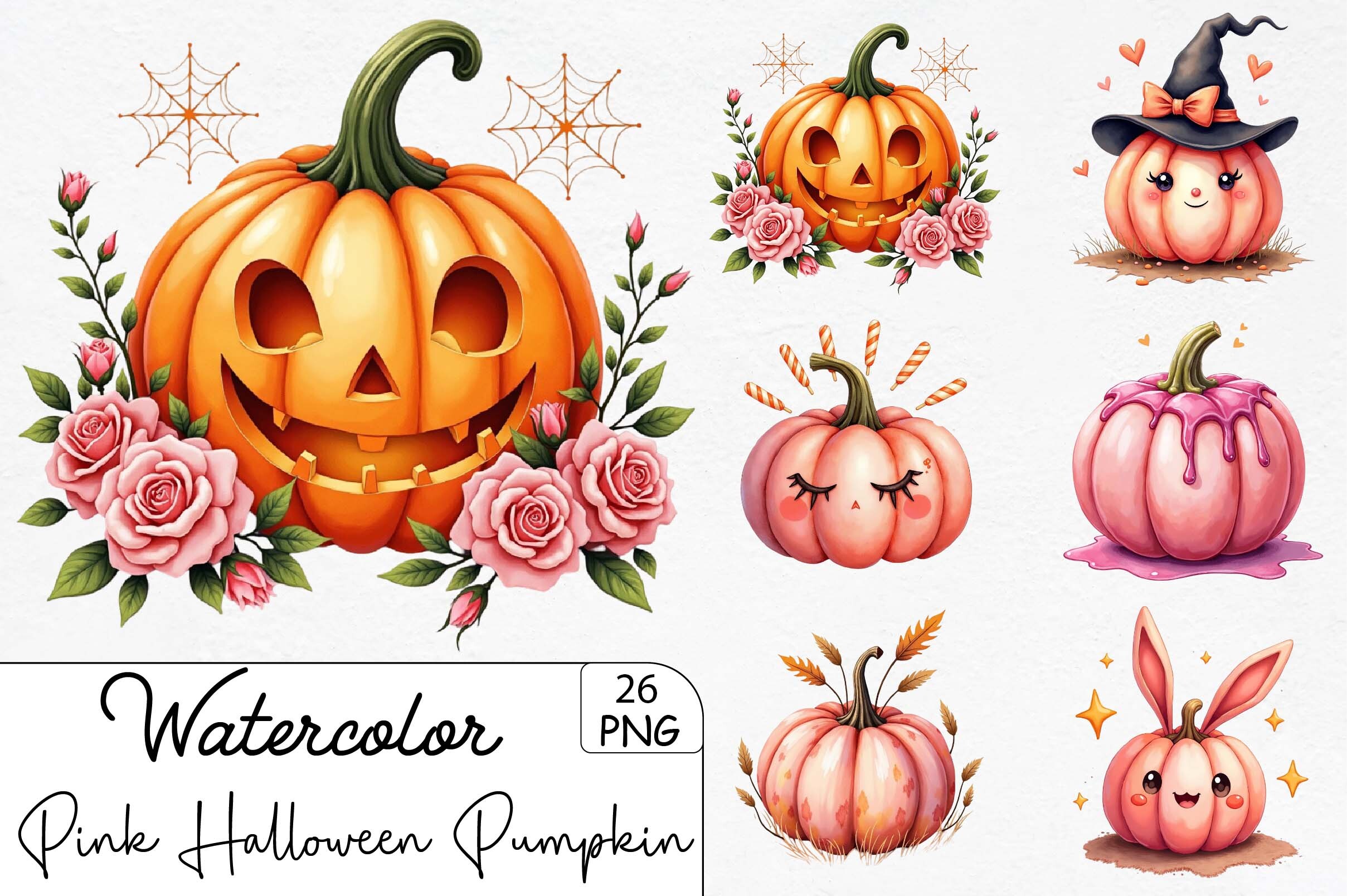 Pink Halloween Pumpkin Clipart Graphic by CrexoraLab · Creative Fabrica