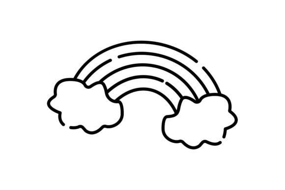 Rainbow and Two Clouds Graphic Icons By o.m-lova