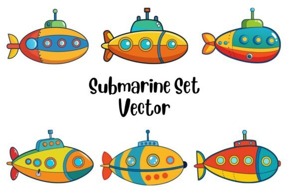 Submarine Set Vector Graphic Illustrations By boy.banana