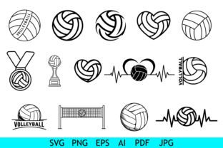 Volleyball Icon Bundle Heartbeat Set