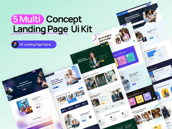 5 Multi Concept Landing Page UI Kit