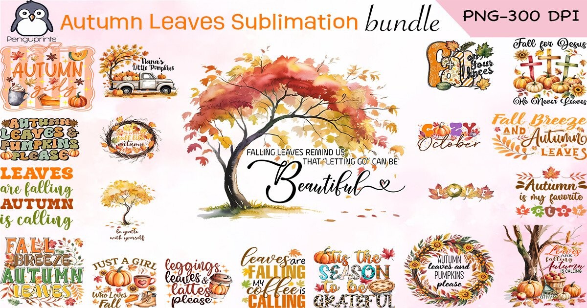 Autumn Leaves Sublimation Bundle Bundle · Creative Fabrica
