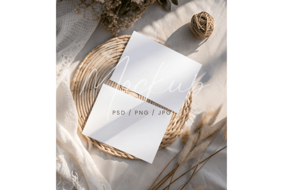 Boho Double Invite Card Mockup