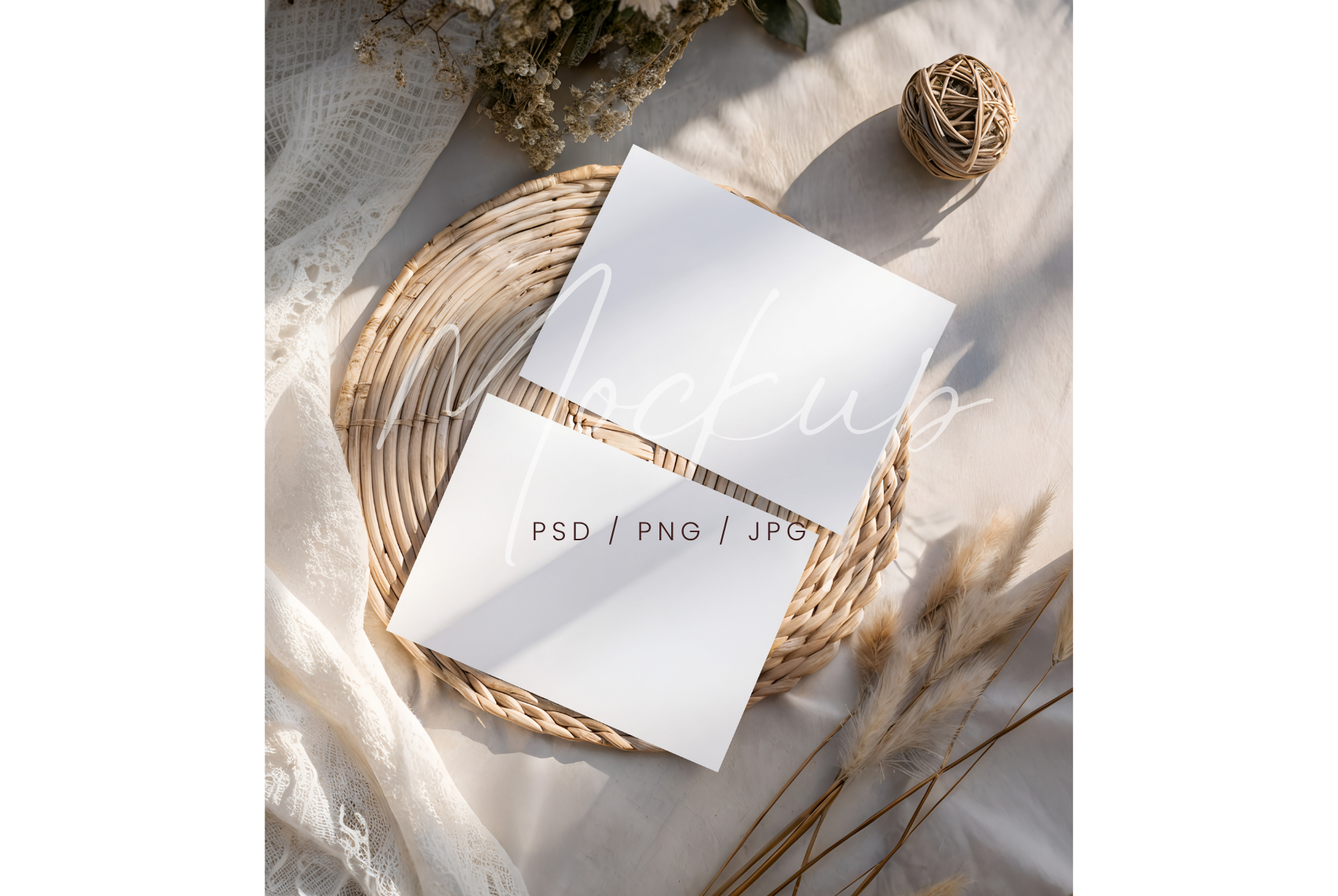 Boho Double Invite Card Mockup