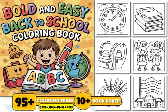 Preview of Bold & Easy Back to School Coloring Book coloring pages for kids
