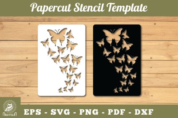 Butterfly Paper Cut Stencil SVG 2 Corte con Láser Por NightSun