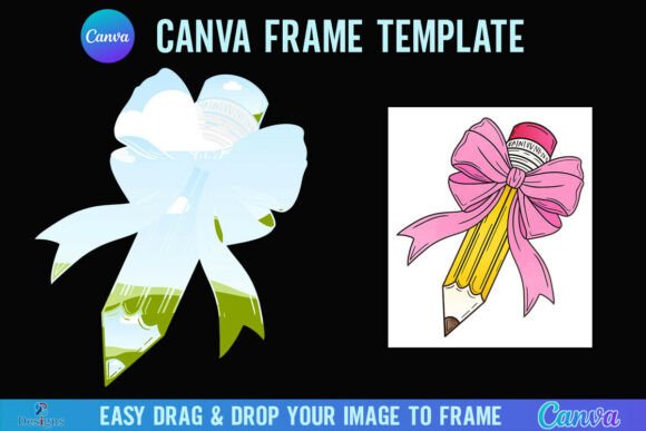Coquette Pencil Bow Canva Frame Teacher