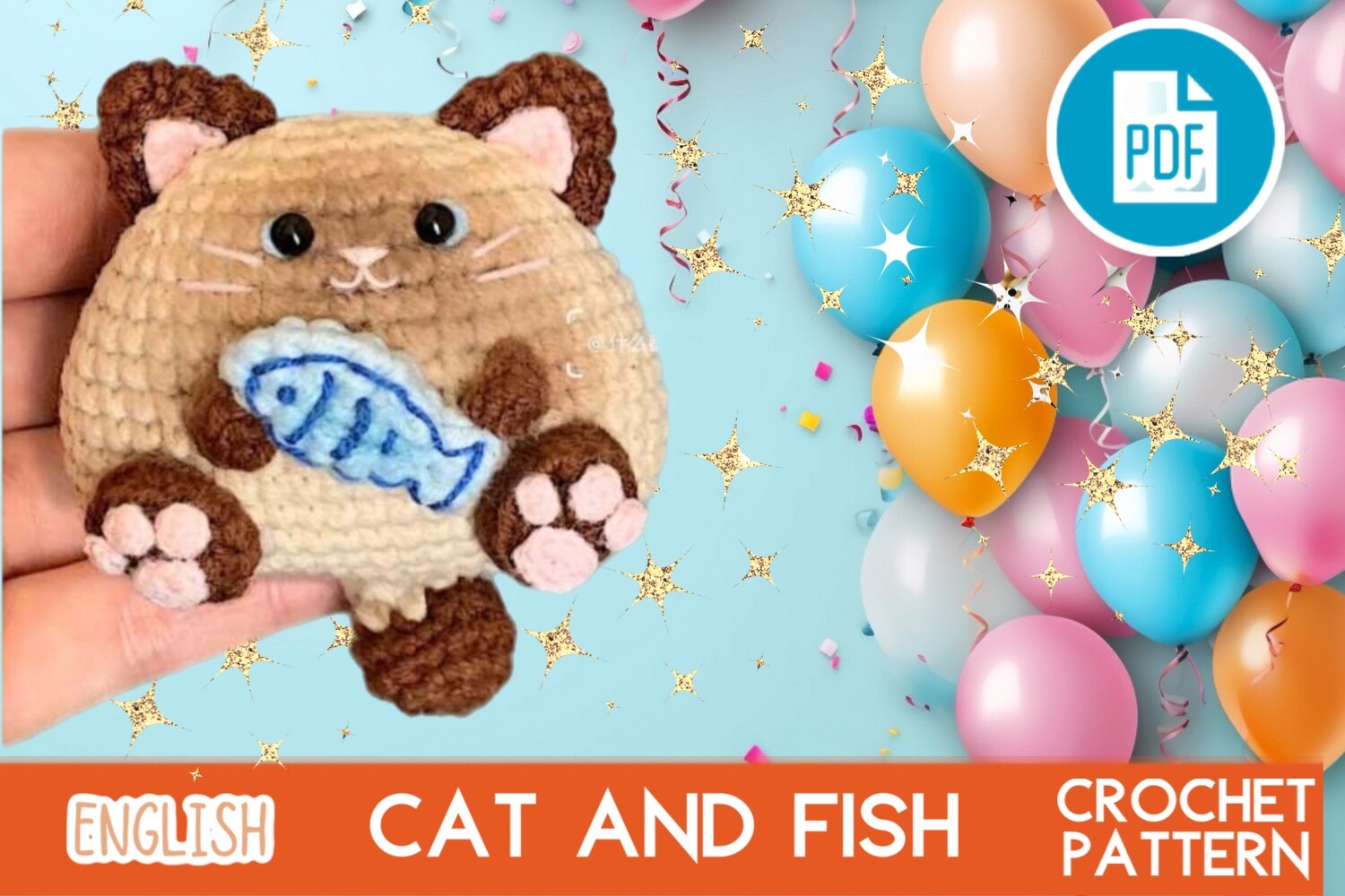 Crochet Cat and Fish / PDF / Toys