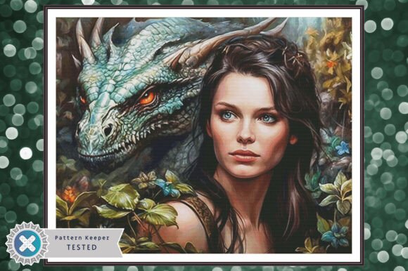 Cross Stitch Pattern PDF Dragon Woman