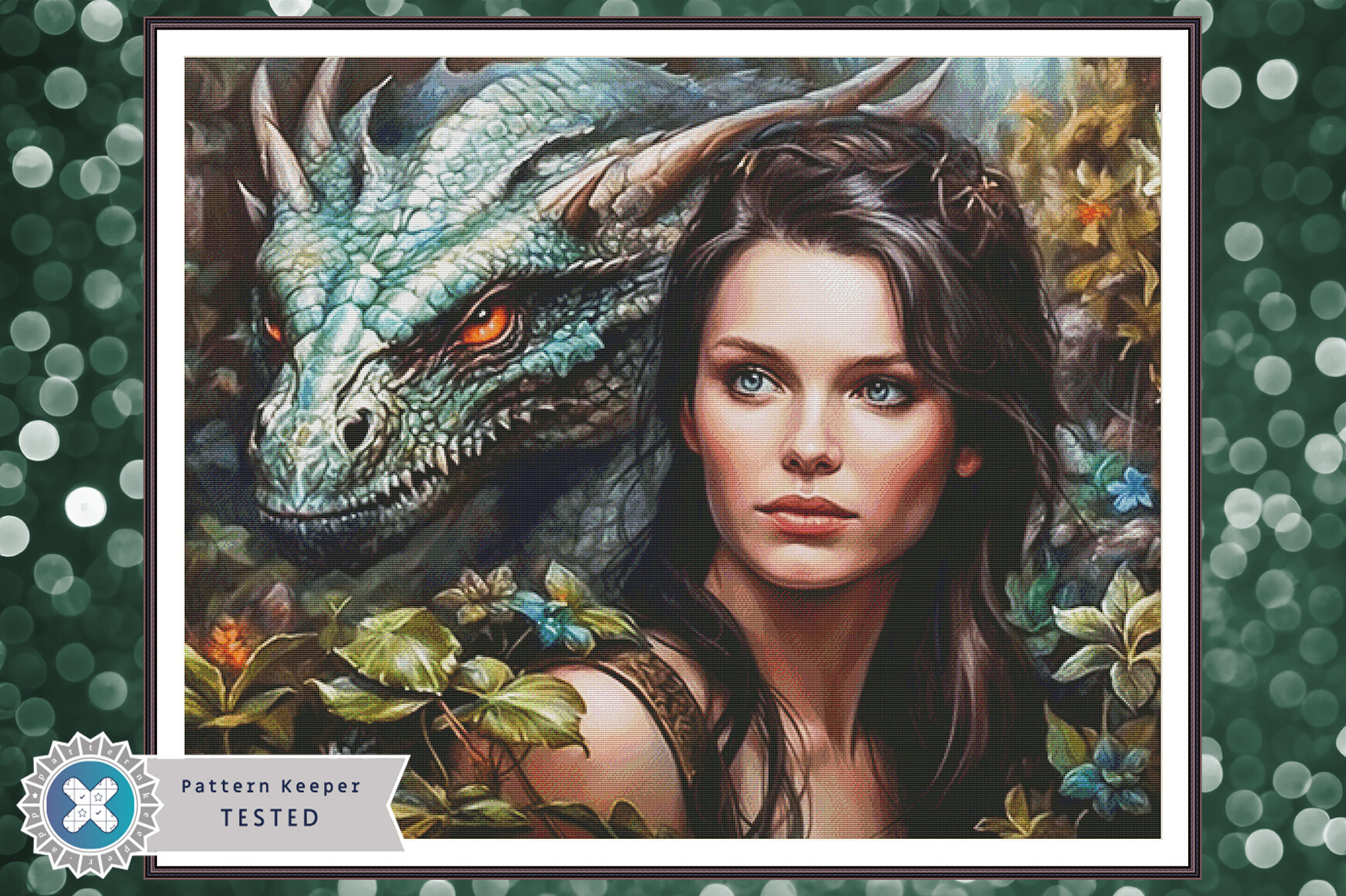 Cross Stitch Pattern PDF Dragon Woman