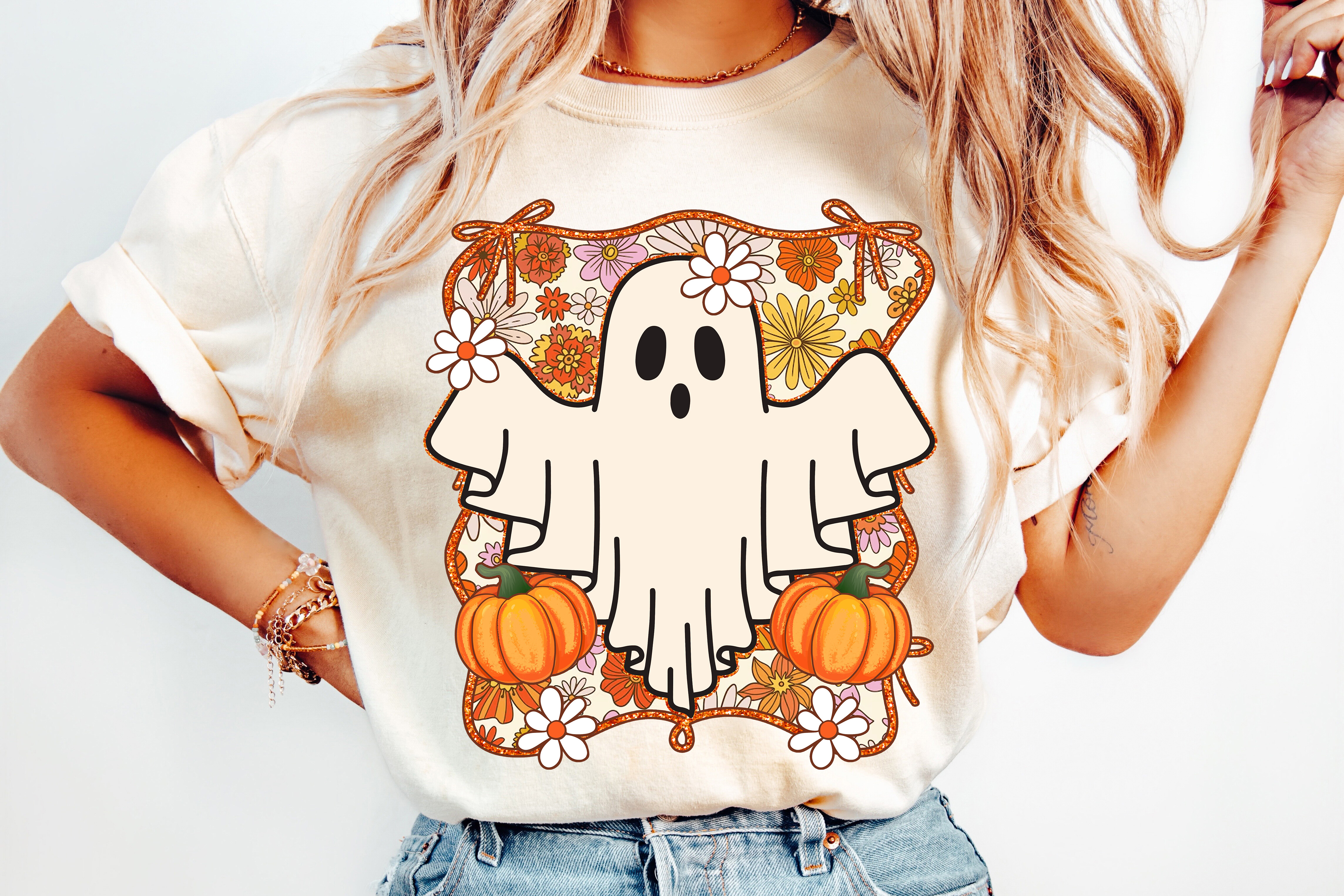 Floral Fall Ghost Halloween Png Graphic by TheRuralArtisan · Creative ...