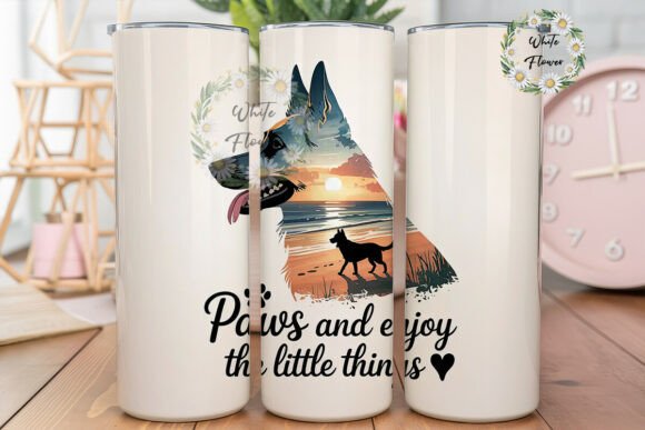 German Shepherd Beach Sunset Tumbler alternate color variant for pet loss sympathy gifts