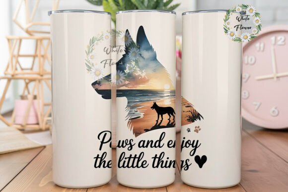 German Shepherd Beach Sunset Tumbler wrap SVG sublimation design for pet sympathy gifts