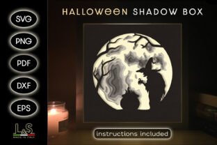 Halloween Witch Moon Shadow Box Svg · Creative Fabrica