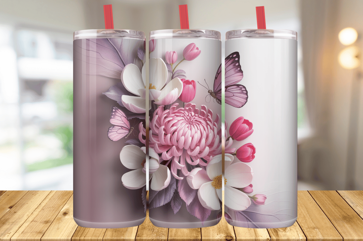 Peony & Butterfly Floral Tumbler Graphic by Magic Creative · Creative ...