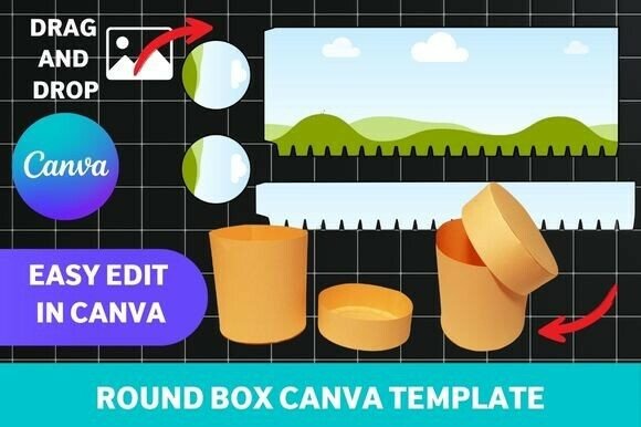 Round Box with Lid Canva Template