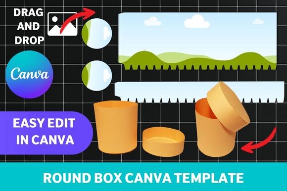 Round Box with Lid Canva Template