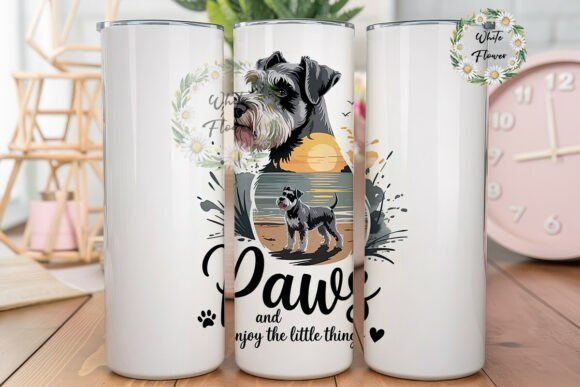 Schnauzer Beach Sunset 20oz Tumbler Wrap