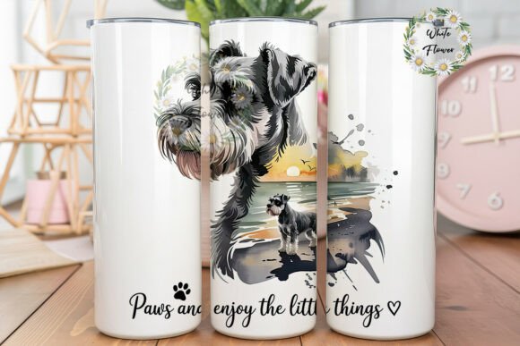 Schnauzer Beach Sunset 20oz Tumbler Wrap