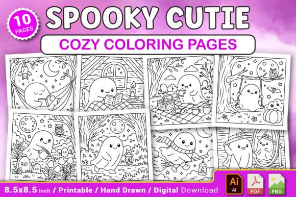Spooky Cutie Cozy Coloring Pages