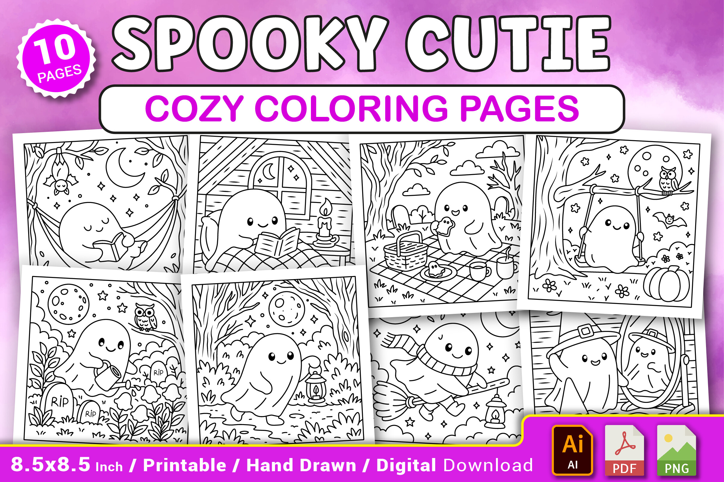 Spooky Cutie Cozy Coloring Pages