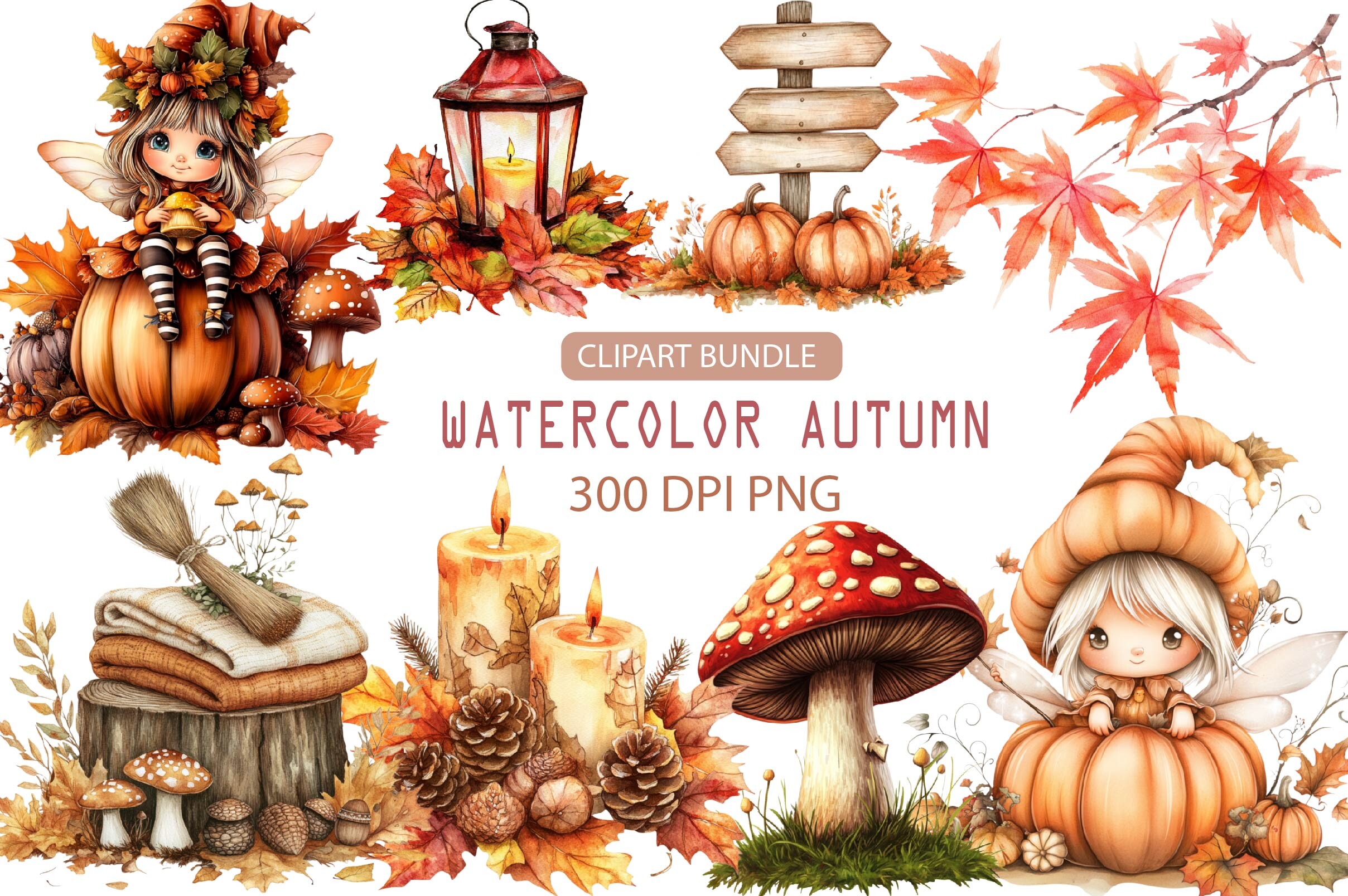 Watercolor Autumn Clipart Graphic by clipart · Creative Fabrica