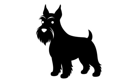 Black silhouette of a schnauzer dog