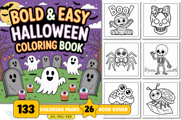 Bold and Easy Halloween Coloring Book