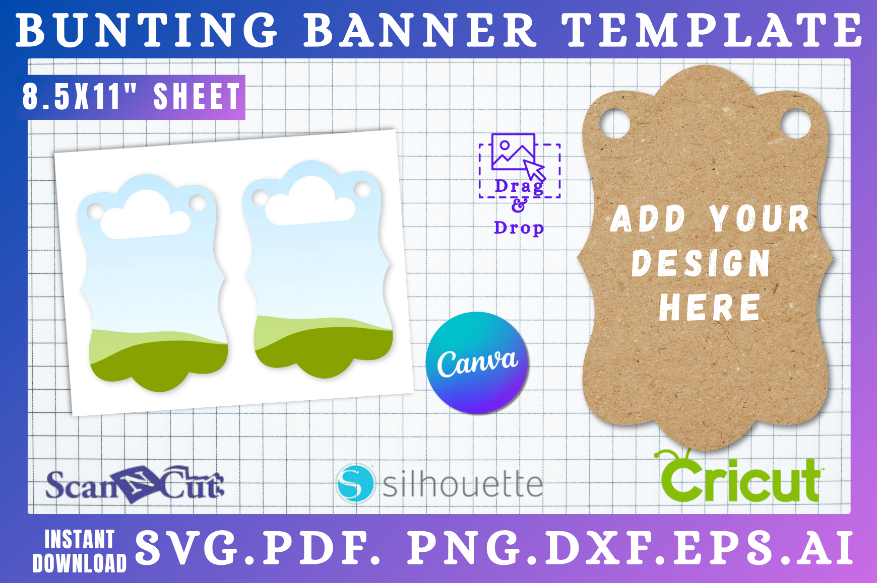 Bunting Banner Template Canva & SVG 08
