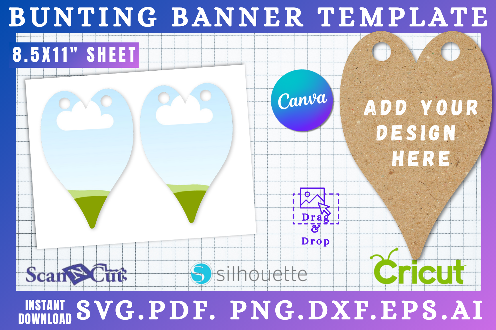 Bunting Banner Template Canva & SVG 10