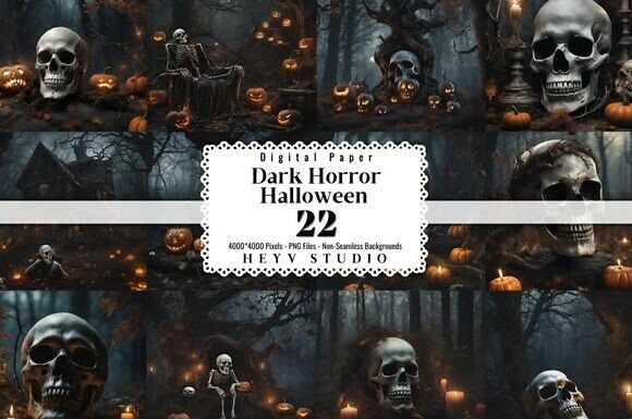 Dark Halloween Horror Skulls Forest Art