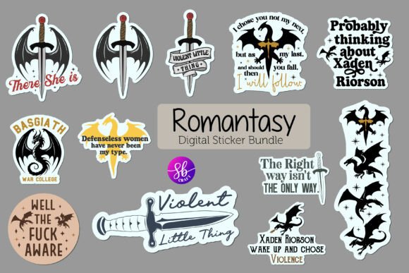 Fourth Wing Stickers Bundle Png