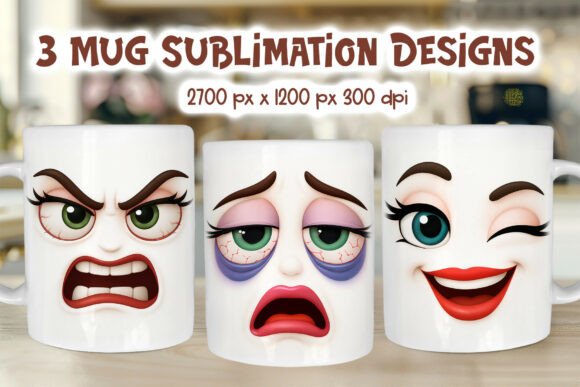 Funny Coffee Face Mug Wraps Png Graphics