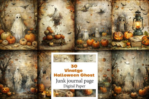 Vinatge Halloween Ghost Journal Pages
