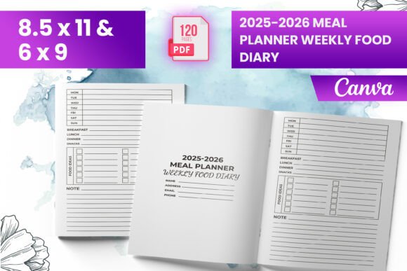 2025-2026 Meal Planner Weekly Food Diary