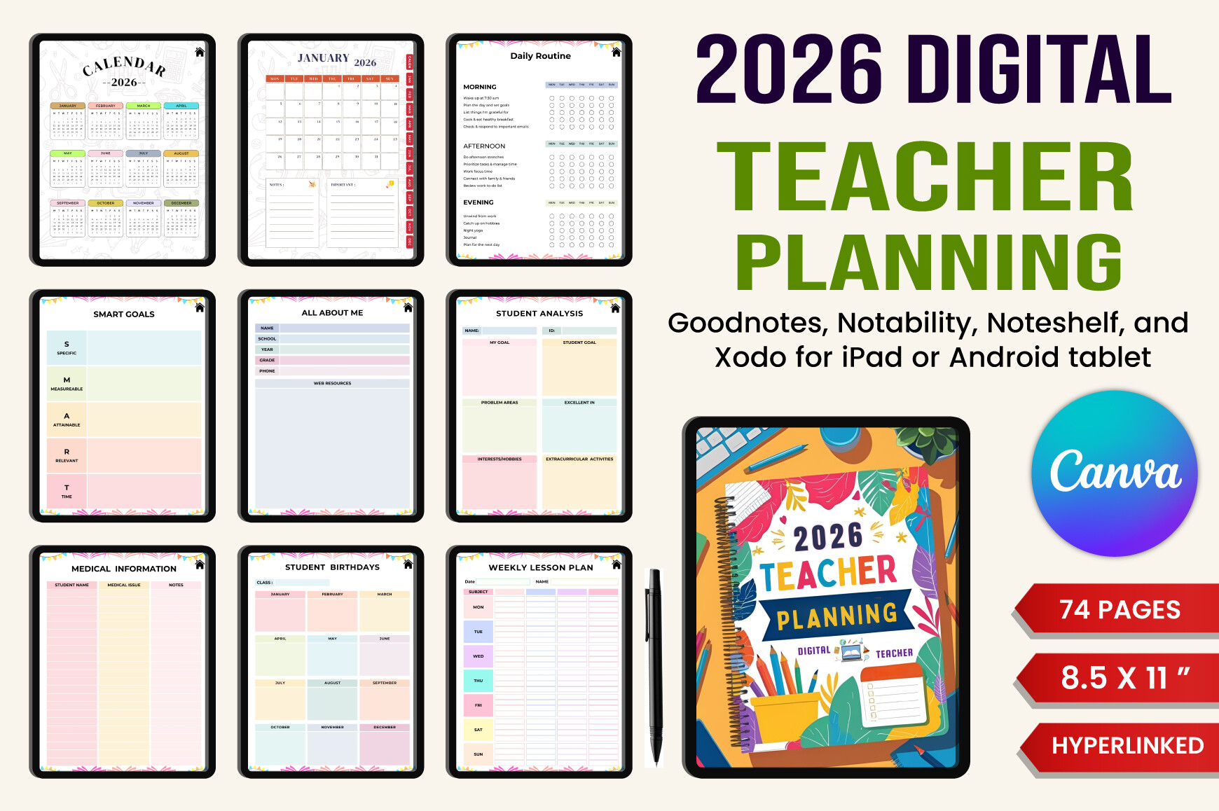 2026 Digital Teacher Planner