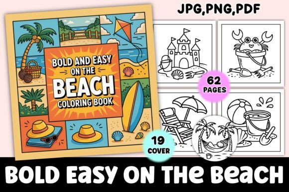 Bold Easy on the Beach Coloring Pages