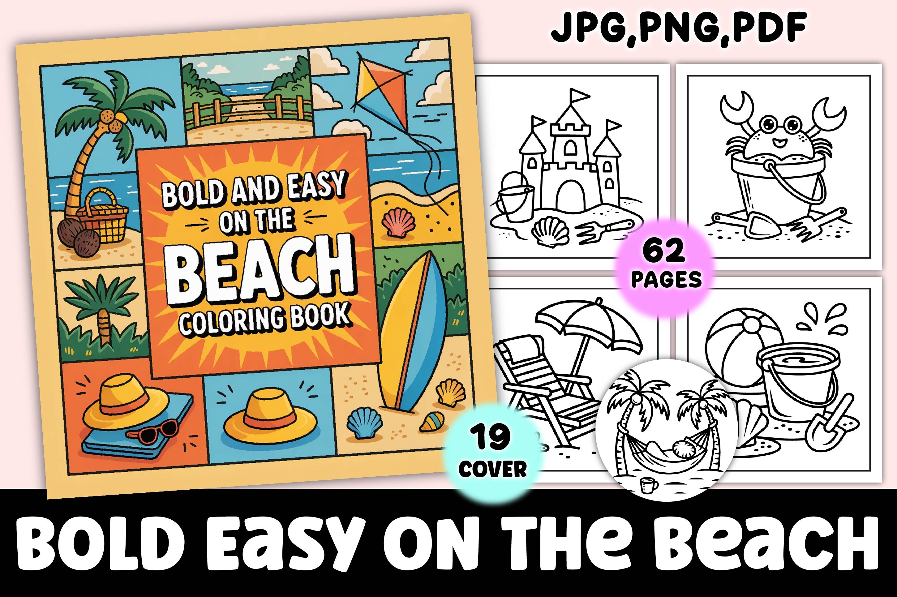 Bold Easy on the Beach Coloring Pages