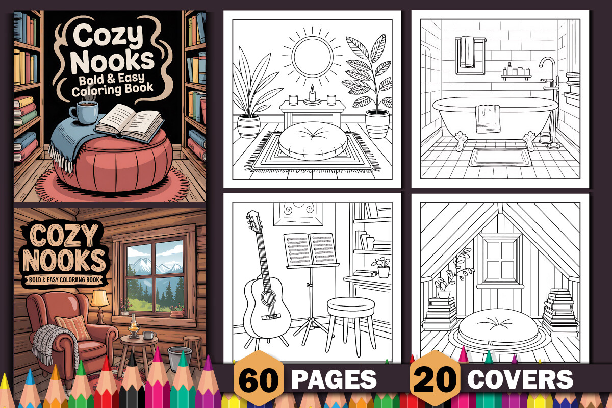 Cozy Nooks Bold & Easy Coloring Book