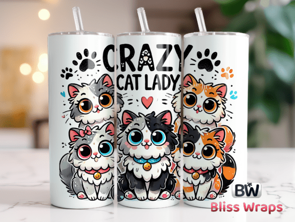 Crazy Cat Lady Kitten 20oz Tumbler Wrap