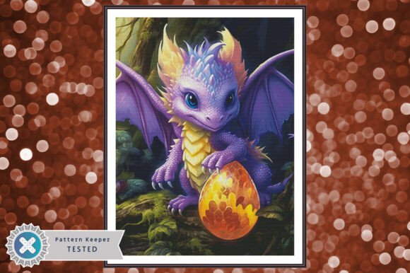 Cross Stitch Pattern PDF Purple Dragon